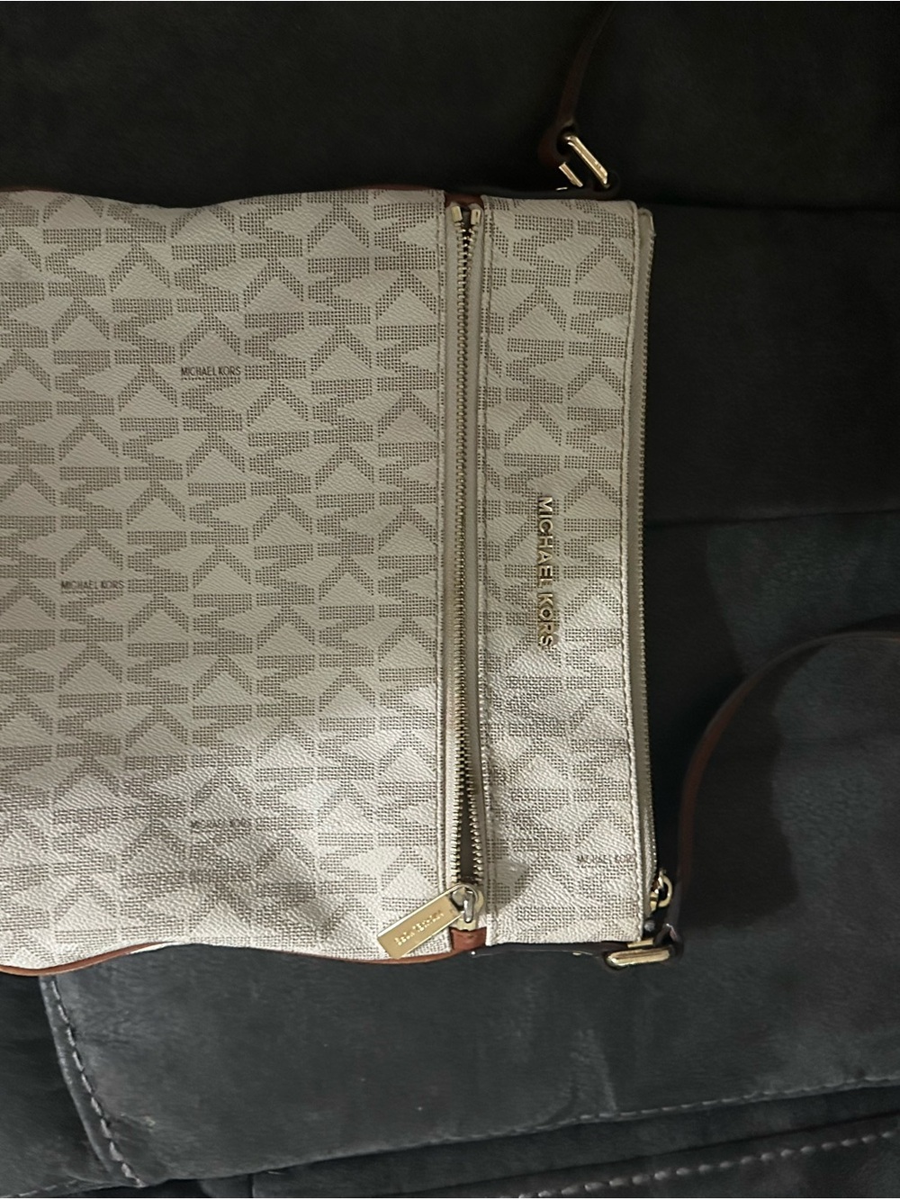 Michael Kors Neutral Logo Crossbody Bag in Beige and Brown